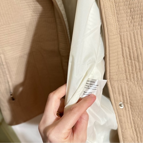 Gallery Woman’s 3X Tan Quilted Button Zip Snap Closure Overcoat Jacket - Picture 5 of 7